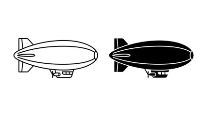 Airship Icons: Two stylized icons of an airship, one in outline and the other in silhouette, represent the classic form of lighter-than-air aircraft. © Nadim