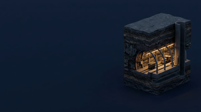 Futuristic Sci-Fi Cryogenic Stasis Chamber with Glowing Golden Internal Light Isolated on Dark Background