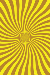 Fototapeta premium Warm yellow and brown wavy sunburst pattern background vector design featuring retro style radiating stripes for creative graphic projects wallpaper surface print element layout.