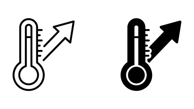 Temperature Rising Icon: A graphic representation of a thermometer showing an upward trend, symbolizing rising temperature or an increase.
