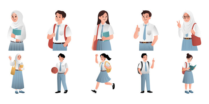 Indonesian Senior High School Uniform Illustration