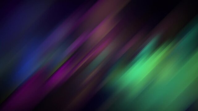 Abstract neon aurora gradient stripes seamless loop. 4K motion graphic of rotating diagonal linear lines resembling northern lights or prism light refraction background