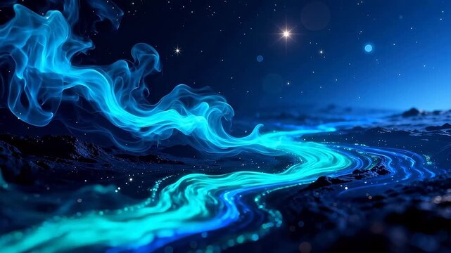 Cosmic nebula with glowing stream