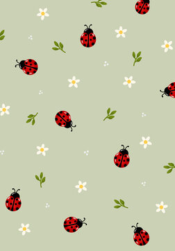 seamless background with ladybirds