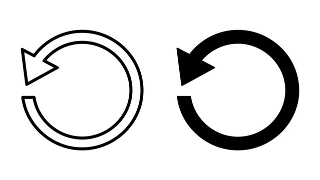 Reload Icon Set: A graphic representation of two circular arrow icons, one outlined and the other solid black, symbolizing refresh, restart, or repeat actions.