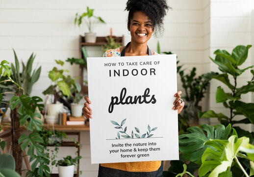 Indoor Plant Care Guide Poster Mockup PSD