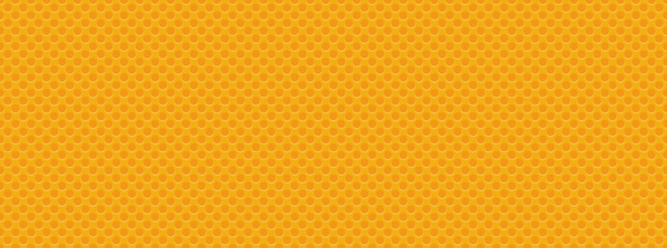 Yellow perforated seamless pattern with round dots. Golden grill texture with holes.