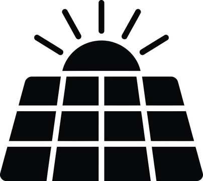 Solar panel energy system sun power renewable clean electricity technology icon.