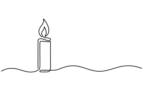 Continuous one line drawing of candle light.