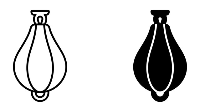 Speed Bag Icons: Two icons of a speed bag, one outlined in black and white and the other solid black, represent athletic training and boxing.