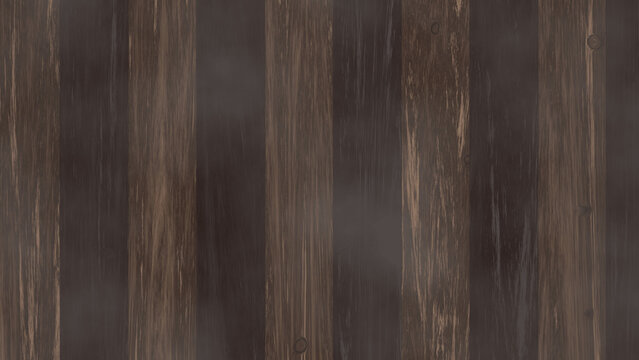 Dark brown wooden planks surface, showing natural grain texture and vertical boards pattern, providing a rustic backdrop for home interior floor or walls