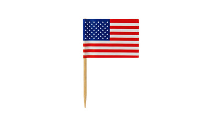 Small american flag toothpick for food decoration isolated on transparent background © Designer