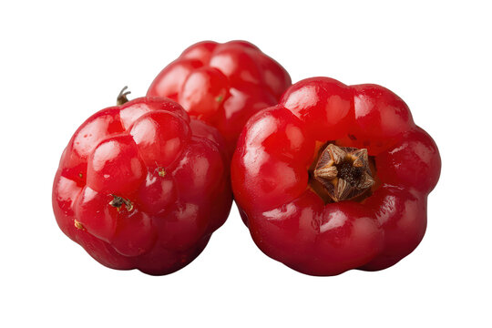 Fresh red surinam cherries, ripe organic pitanga fruits, healthy sweet and sour exotic brazilian berry