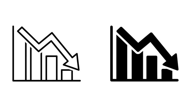 Decreasing Financial Trend: A graphic representation of a declining stock market trend, illustrating a downward spiral of financial losses and economic downturn.