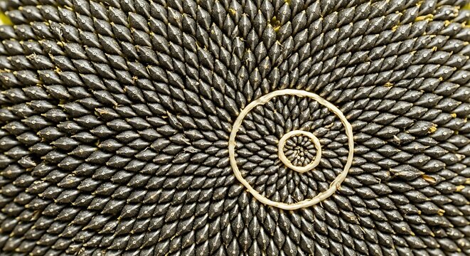 Detailed Sunflower Seed Pattern Arranged in Spiral Close Up