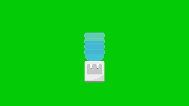 Looping animation of a mineral water dispenser dispensing clean drinking water, isolated for motion graphics and UI projects.
