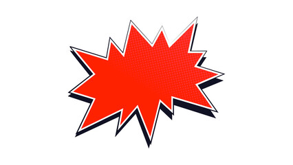 Red comic book explosion speech bubble graphic element isolated on black, isolated on transparent background © Mubashir