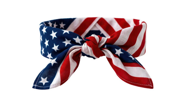 American flag bandana tied in a knot for patriotic celebration isolated on transparent background