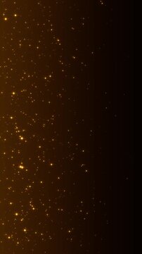 light flare golden dust glitter shining stars fly side animation, new year and christmas stream vertical social media motion background
