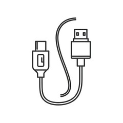 Fototapeta premium Minimalist Outline Icon of a USB Cable Charging Cord.