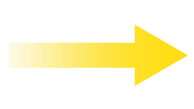 Yellow arrow pointing right with a clean white gradient fade on white background gradient direction navigation indicator business abstract isolated background marketing movement