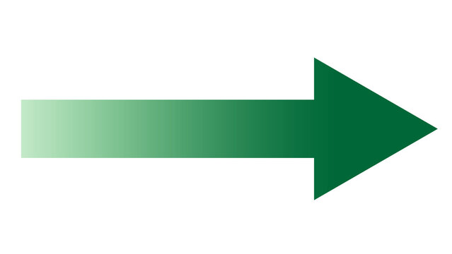 Dark green arrow pointing right with a soft white gradient direction navigation indicator business abstract isolated background marketing movement infographic illustration