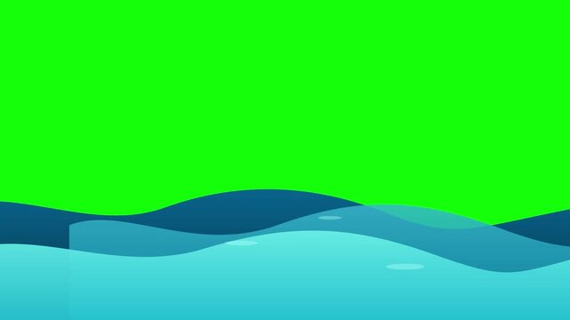 Abstract blue ocean waves moving in a rhythmic motion loop for digital video background animation project