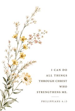 Christian bible verse quote posters with watercolor floral design.