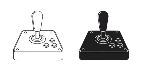 Arcade style joystick controller set, black and white of retro gaming stick for games © RafikulStock