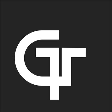 Modern Minimalist White GT Monogram Logo Design on Dark Gray Background