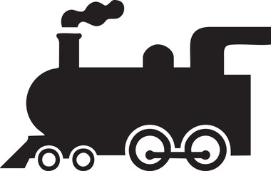 Obraz premium Black silhouette of a steam locomotive with smoke train