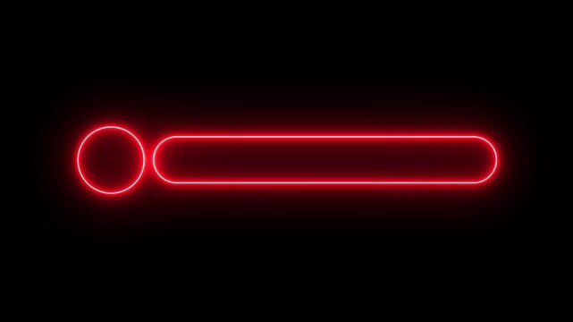 Glowing neon Lower third title bar icon isolated on black background, name plate banner icon, text bar reveal, professional broadcast title strip. Suitable for content information and broadcasting 4K