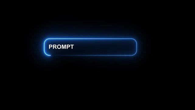 blue Neon Prompt Box on Black Background text input Motion graphics of concept animation 4k video