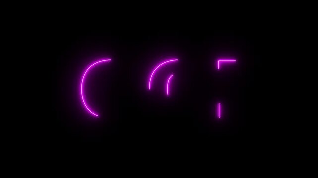 Animated of 3 2 1 go countdown animation on black screen. Glowing neon 321 go time limit animation. Game concept.