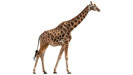 Tall african giraffe standing profile safari wildlife isolated on transparent background © Hanna