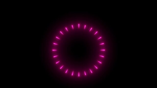 glowing Neon blue circle burst icon animation on black background. Circle Burst icon Animation. neon blast and circle burst explosion, stylist line burst Explosive fireworks .