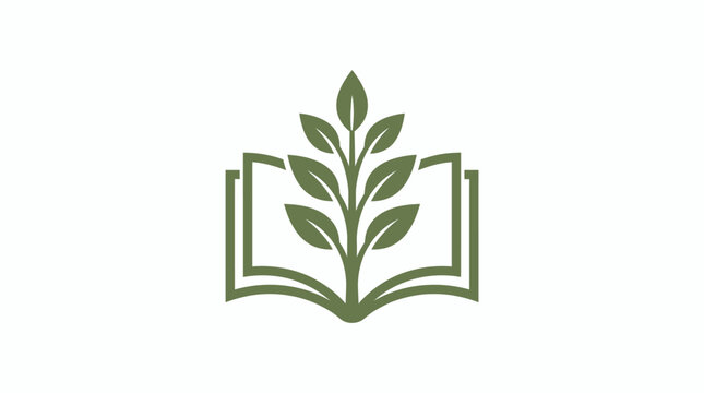 Green plant seedling growing out of an open book.