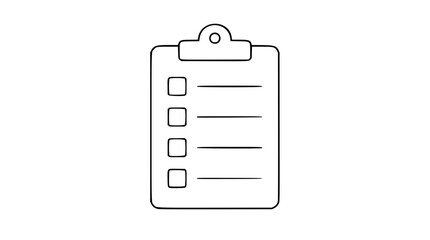 Minimalist clipboard checklist vector icon with blank checkboxes and ruled lines, clean hand-drawn outline illustration for tasks, surveys, planning, office forms, productivity and workflow design © Shakib