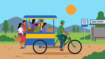 Bicycle Picking Up Passengers on a Rural Transit Day © Bima