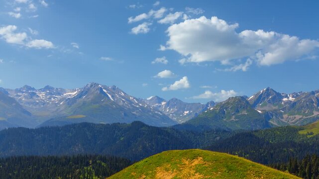 green caucasian mountain time lapse scene