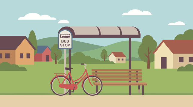 Bicycle Stopping at the Village Bus Stop