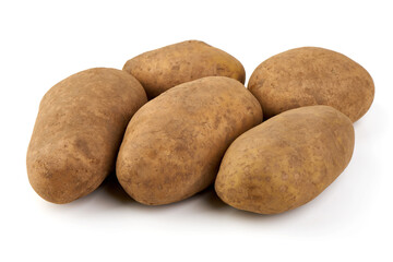 Obraz premium Fresh Russet Potatoes on White Background