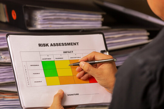 Risk assessment impact probability acceptable tolerable unacceptable business office document analysis planning management evaluation