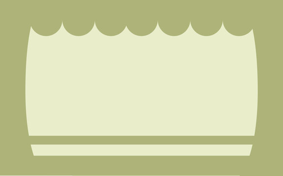 Abstract retro geometric banner with scalloped edge, minimalist sage green and cream frame template with copy space