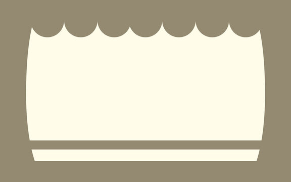 Abstract retro geometric banner with scalloped edge, minimalist earth tone cream frame template with copy space