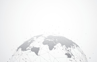 Global business and digital network communication concept. World map with plexus lines and dots. © royyimzy