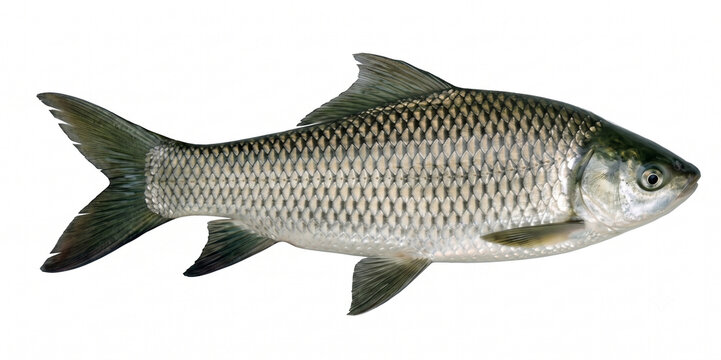 Fresh Raw Rohu Carp Fish Isolated on White Background
