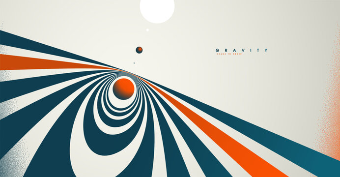 Abstract gravity concept showing pull, tension, and momentum as elements flow toward a center, transforming chaos into structured balance and direction.