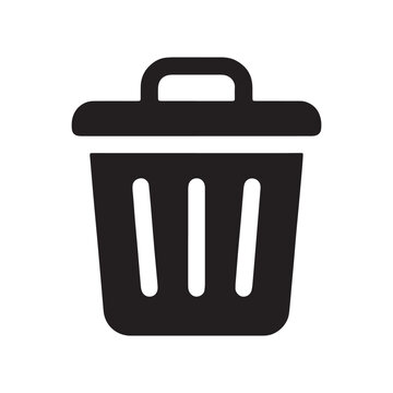Trash can bin icon for deleting files and removing items from computer interface with cleaning, interface