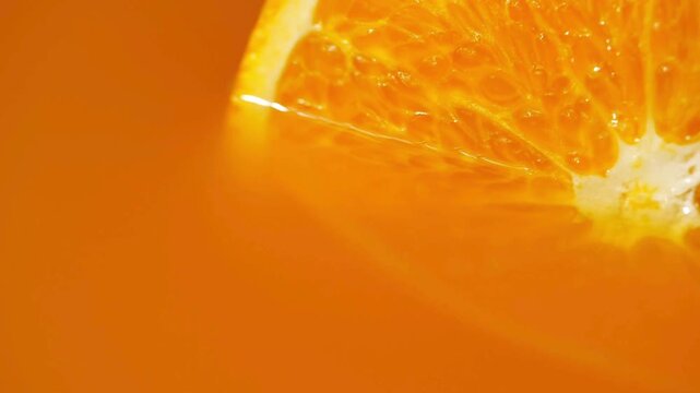 Juicy orange slice, fresh citrus, vibrant orange, fruit close-up